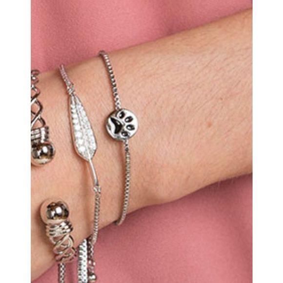 🐶🐾 ANIMAL DOG LOVER PAWS BRACELET SILVER SLIDE Kids or Adult - Picture 3 of 6